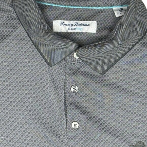 Tommy Bahama Island Zone Mens Large Polo Shirt‎ Gray Casual Golf Embroidered - Picture 2 of 5